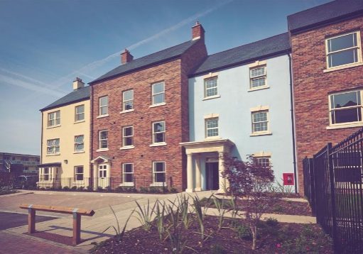 Accommodation A row of buildings at the Cwrt William Jones Scheme